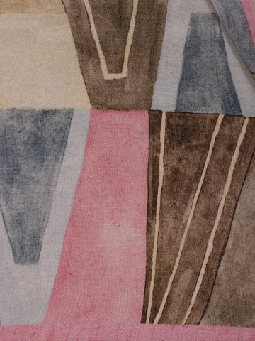 Blush Pink And Earthy Tones Abstract Printed Semi Tussar Silk Saree - Diadem