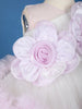 Blush Pink Floral Appliqué Net Frock with Voluminous Net Ruffles - Diadem
