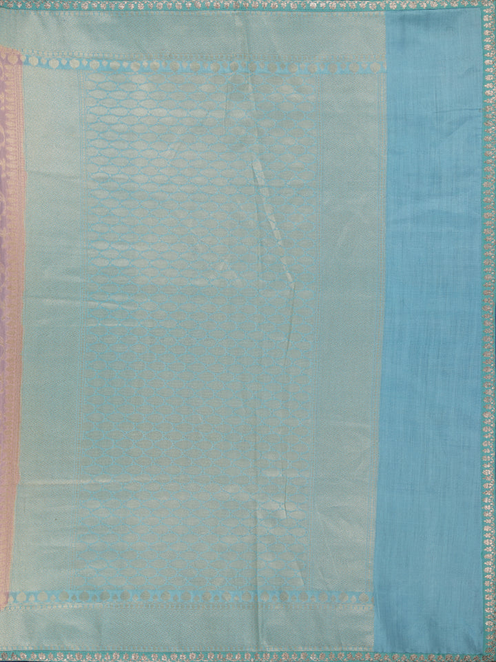 Blush Pink Floral Design Banarasi Silk Saree - Diadem