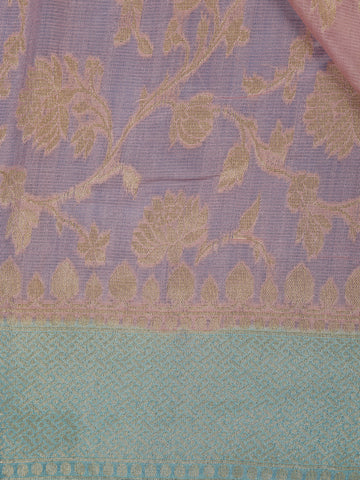 Blush Pink Floral Design Banarasi Silk Saree - Diadem