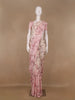 Blush Pink Floral Design Printed Chiffon Saree - Diadem