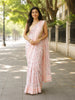 Blush Pink Floral Printed Design Pure Cotton Fancy Saree with Striped Woven Border