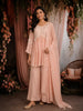 Blush Pink Floral Sequins Embroidered Georgette Palazzo Suit