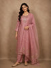 Blush Pink Floral Sequins and Beads Embroidered Design Organza Salwar Suit