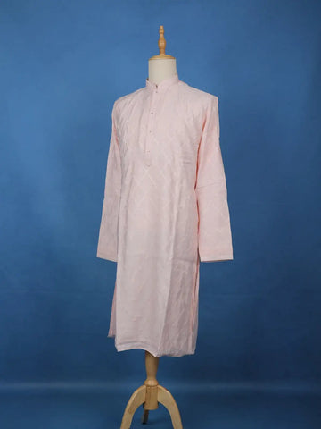 Blush Pink Thread Embroidered Kurta Set , With Pant - Diadem