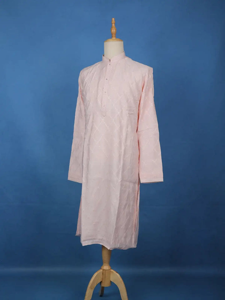 Blush Pink Thread Embroidered Kurta Set , With Pant - Diadem