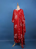 Bold Red Floral Printed Cotton Salwar Suit Set - Diadem