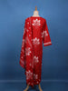 Bold Red Floral Printed Cotton Salwar Suit Set - Diadem