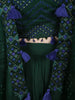 Bottle Green Abstract Embroidered Design Georgette Palazzo Suit with Long Coat
