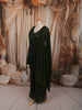 Bottle Green Abstract Sequins and Beads Embroidered Design Georgette Party Wear Peplum Palazzo Suit with Matching Dupatta
