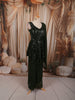 Bottle Green Abstract Sequins and Beads Embroidered Design Georgette Party Wear Peplum Palazzo Suit with Matching Dupatta
