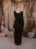 Bottle Green Abstract Sequins and Beads Embroidered Design Georgette Party Wear Peplum Palazzo Suit with Matching Dupatta