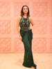 Bottle Green Abstract Sequins and Beads Embroidered Design Satin Party Wear Draped Skirt Corset Top