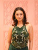 Bottle Green Abstract Sequins and Beads Embroidered Design Satin Party Wear Draped Skirt Corset Top