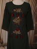 Bottle Green Abstract Thread Embroidered Design Cotton Straight Cut Salwar Suit with Contrast Dupatta
