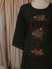 Bottle Green Abstract Thread Embroidered Design Cotton Straight Cut Salwar Suit with Contrast Dupatta