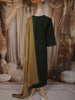 Bottle Green Abstract Thread Embroidered Design Cotton Straight Cut Salwar Suit with Contrast Dupatta