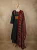 Bottle Green Ajrakh Printed Design Cotton Palazzo Suit with Dupatta