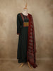 Bottle Green Ajrakh Printed Design Cotton Palazzo Suit with Dupatta