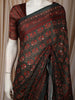 Bottle Green Ajrakh Printed Design Crepe Saree