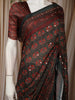 Bottle Green Ajrakh Printed Design Crepe Saree