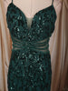 Bottle Green All Over Heavy Sequins and Crystal Embroidered Design Sequins Fabric Party Wear Fish Cut Gown