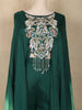 Bottle Green Beads and Stones Embroidered Design Chiffon Crop Top with Palazzo Suit
