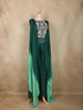 Bottle Green Beads and Stones Embroidered Design Chiffon Crop Top with Palazzo Suit