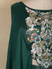 Bottle Green Beads and Stones Embroidered Design Chiffon Crop Top with Palazzo Suit