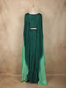 Bottle Green Beads and Stones Embroidered Design Chiffon Crop Top with Palazzo Suit