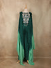 Bottle Green Beads and Stones Embroidered Design Chiffon Crop Top with Palazzo Suit
