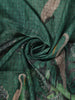 Bottle Green Bird & Leaf Printed Semi Tussar Saree With Contrast Border