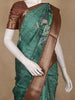 Bottle Green Bird & Leaf Printed Semi Tussar Saree With Contrast Border