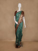 Bottle Green Bird & Leaf Printed Semi Tussar Saree With Contrast Border