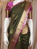Bottle Green Butta Design Pure Kanchipuram Silk Saree
