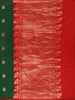 Bottle Green Butta Woven Design Pure Banarasi Saree with Contrast Red Border