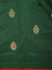 Bottle Green Butta Woven Design Pure Banarasi Saree with Contrast Red Border