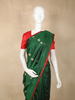 Bottle Green Butta Woven Design Pure Banarasi Saree with Contrast Red Border