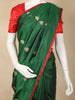 Bottle Green Butta Woven Design Pure Banarasi Saree with Contrast Red Border