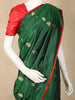 Bottle Green Butta Woven Design Pure Banarasi Saree with Contrast Red Border