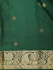 Bottle Green Butta Woven Design Pure Kanchipuram Silk Saree with Contrast Gold Zari Border