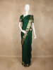 Bottle Green Butta Woven Design Pure Kanchipuram Silk Saree with Contrast Gold Zari Border