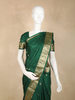Bottle Green Butta Woven Design Pure Kanchipuram Silk Saree with Contrast Gold Zari Border