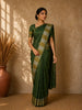Bottle Green Butta Woven Design Semi Tussar Saree with Zari Border