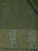 Bottle Green Butta Woven Design Semi Tussar Saree with Zari Border