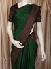 Bottle Green Butta Zari Woven Design Pure Kanchipuram Silk Saree with Contrast Checked Zari Border