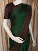 Bottle Green Butta Zari Woven Design Pure Kanchipuram Silk Saree with Contrast Checked Zari Border
