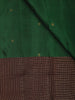 Bottle Green Butta Zari Woven Design Pure Kanchipuram Silk Saree with Contrast Checked Zari Border