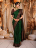 Bottle Green Butta Zari Woven Design Pure Kanchipuram Silk Saree with Contrast Checked Zari Border