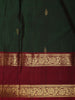 Bottle Green Butta Zari Woven Design Pure Kanchipuram Silk Saree with Contrast Zari Border